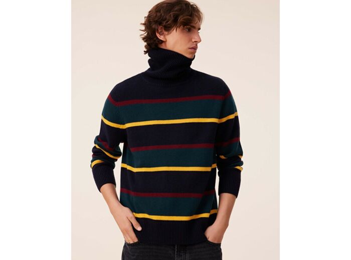 Pull Hugo Pull Col Roule Rayé Cachemire Intarsia, 6 fils