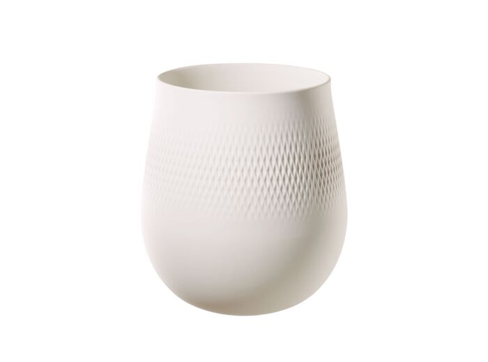 Manufacture Collier blanc Vase Carré grand 20,5x20,5x22,5cm