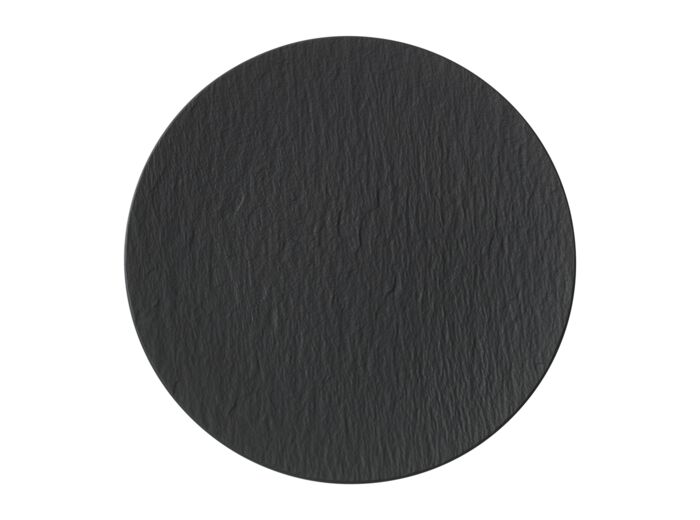 Manufacture Rock - Grande assiette plate, ronde, noire, en porcelaine haut de gamme