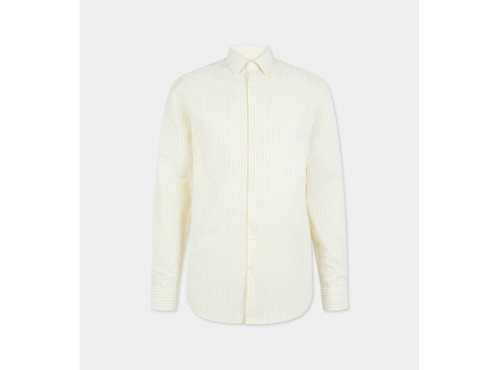 Chemise Hino droite coton et lin à rayures - Galeries Lafayette