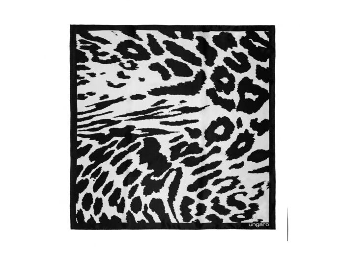 Foulard soie Lina White & Black - - 65 cm x 65 cm