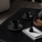 Manufacture Rock - Sous-tasse pour tasse à café, ronde, noire, en porcelaine haut de gamme