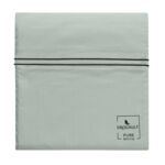 TAIE D'OREILLER | Pure White Percale Lavée - Light Green - Finition Black