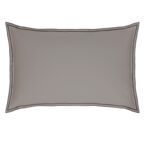 TAIE D'OREILLER | Pure White Percale Lavée - Cocoa - Finition Black