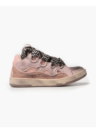 Leather Curb Sneaker Vintage Pink