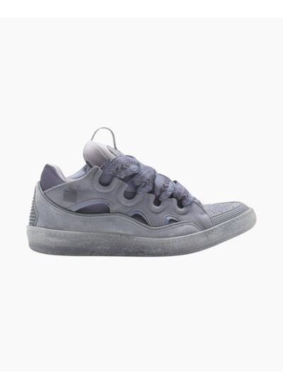 Lanvin Leather Curb Sneaker Light Grey