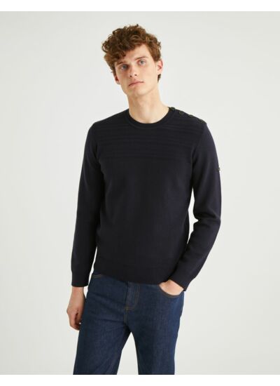 Pull Dave en coton et merinos marine