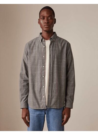 Chemise gaspard en coton cachemire gris