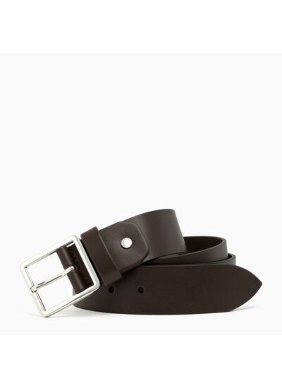 Ceinture homme avec boucle carrée en cuir lisse tannage végétal