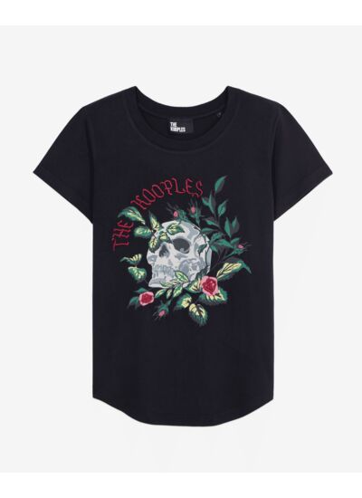 T-Shirt Manches Courtes Avec Print Skull And Flowers Femme