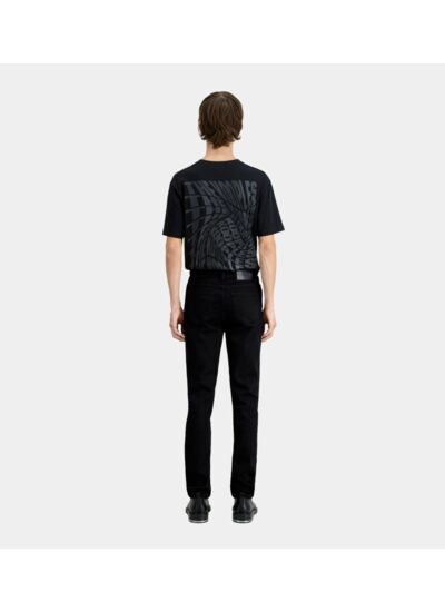 Jean Noir Slim Avec Poche En Cuir