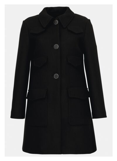 Manteau Marin-Noir en Laine