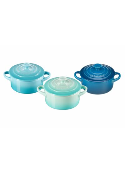 Set de 3 mini cocottes 250ml (bleu marseille, cool mint et bleu caraïbes)