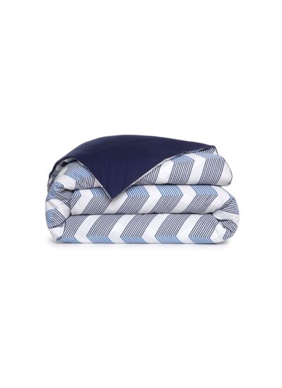 Lacoste - Housse de couette en satin de coton bleu, L Weave