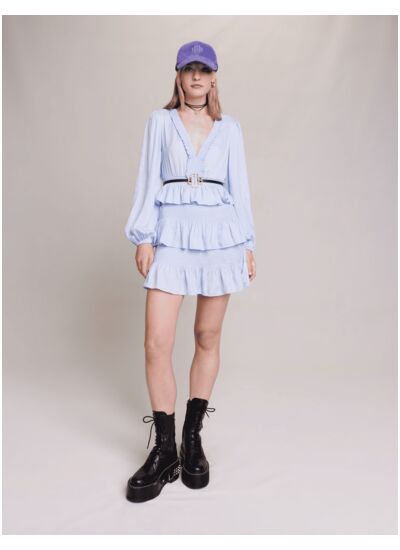 Robe à volants bleue