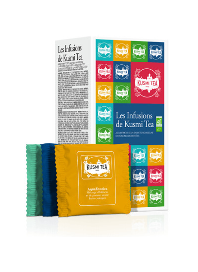 Les Infusions de Kusmi Tea bio - Etui carton 24 sachets mousseline-48g