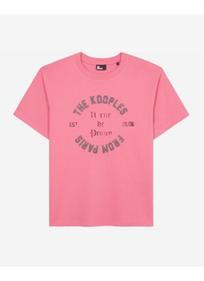 T-Shirt Manches Courtes Avec Print Blason Devant Femme