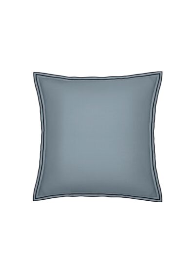 TAIE D'OREILLER | Pure White Percale Lavée - Blue - Finition Black