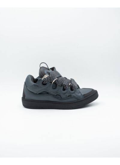 Lanvin Leather Curb Sneaker Dark Grey