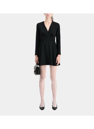 Robe Courte Noire En Crêpe Femme