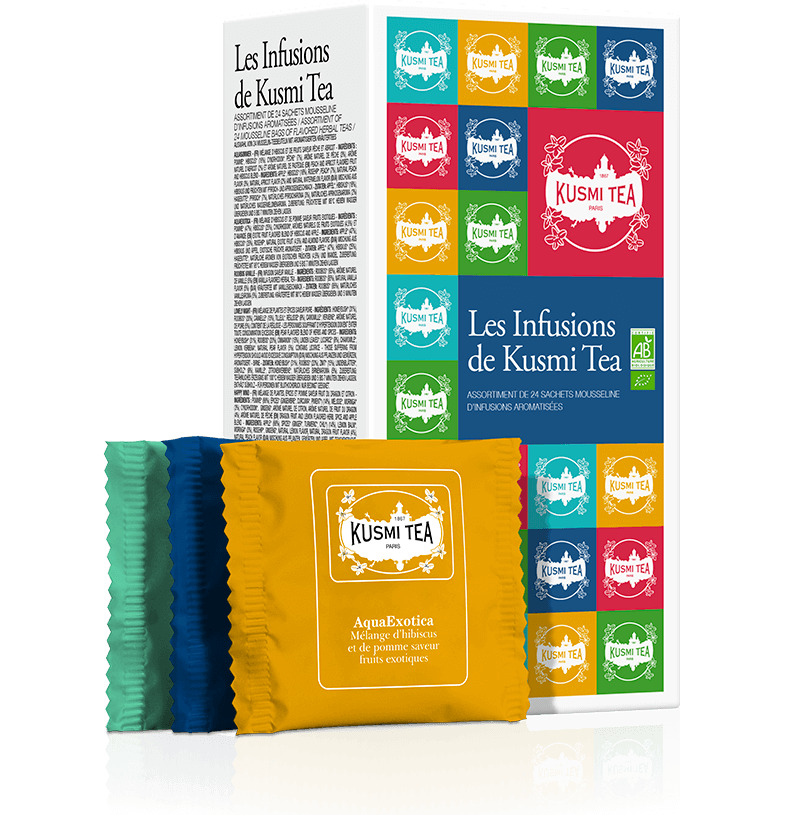 Les Infusions de Kusmi Tea bio - Etui carton 24 sachets mousseline-48g