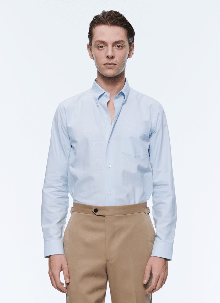 Chemise bleu ciel en Oxford de coton