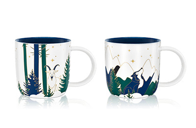 Coffret 2 mugs de Noël 2024 - Motifs loup et bouc