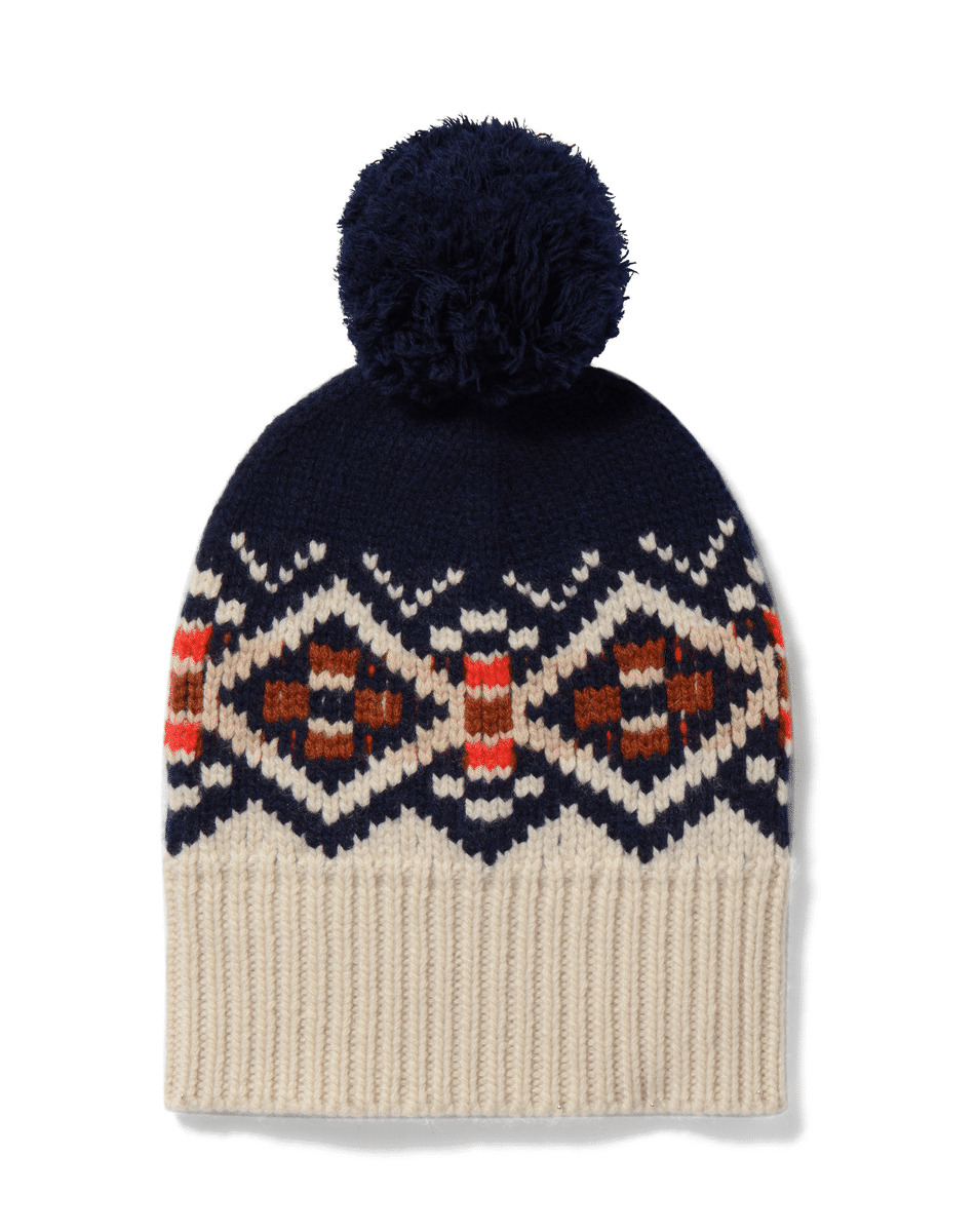 Bonnet jacquard fairisle à pompon - Accessoire - MARINE