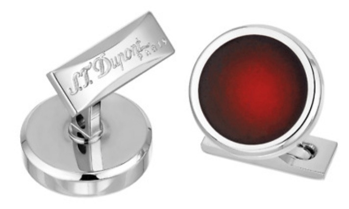 Boutons de manchettes ronds sunburst rouge