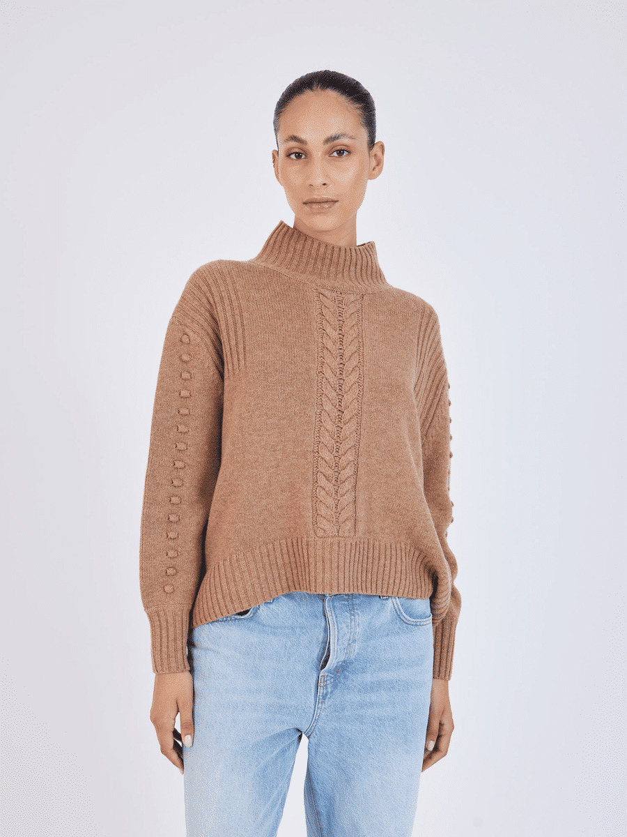 Pull col montant en laine Franek FAUVE