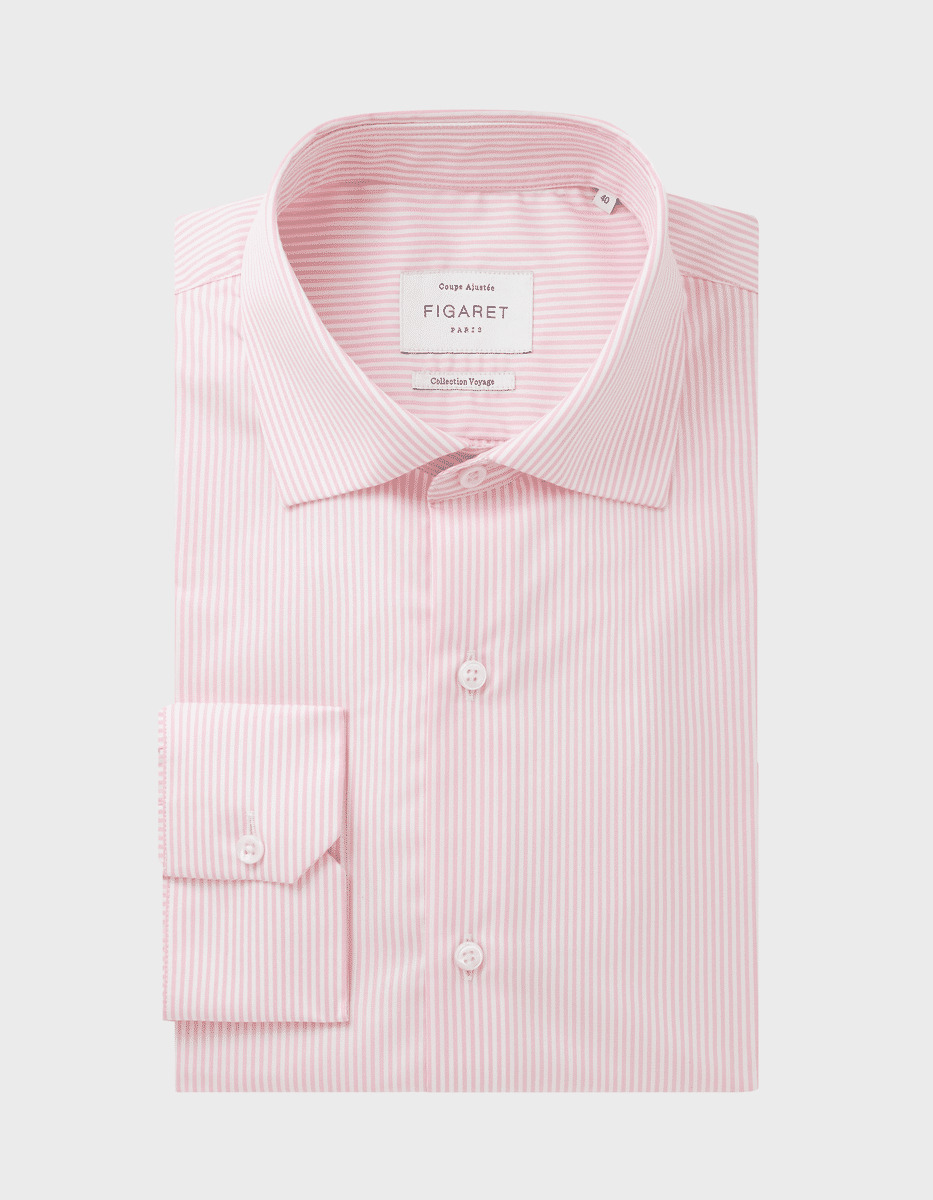 Chemise Ajustée Infroissable rayée rose