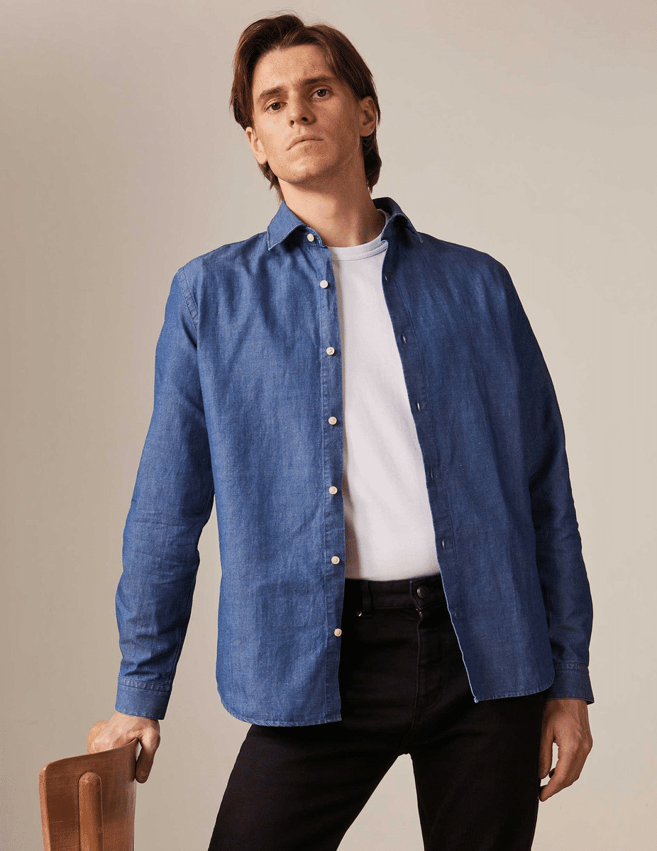 Chemise auguste en denim bleu