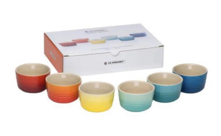 Set de 6 mini ramequins arc-en-ciel 100ml en céramique