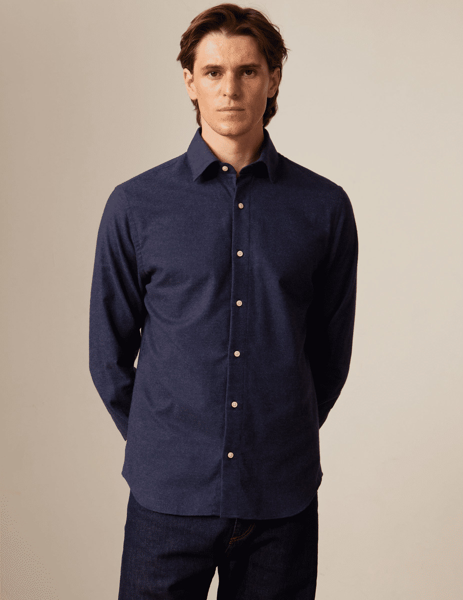 Chemise auguste en coton cachemire marine