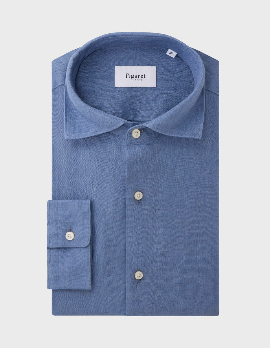 Chemise Aristote en lin bleu