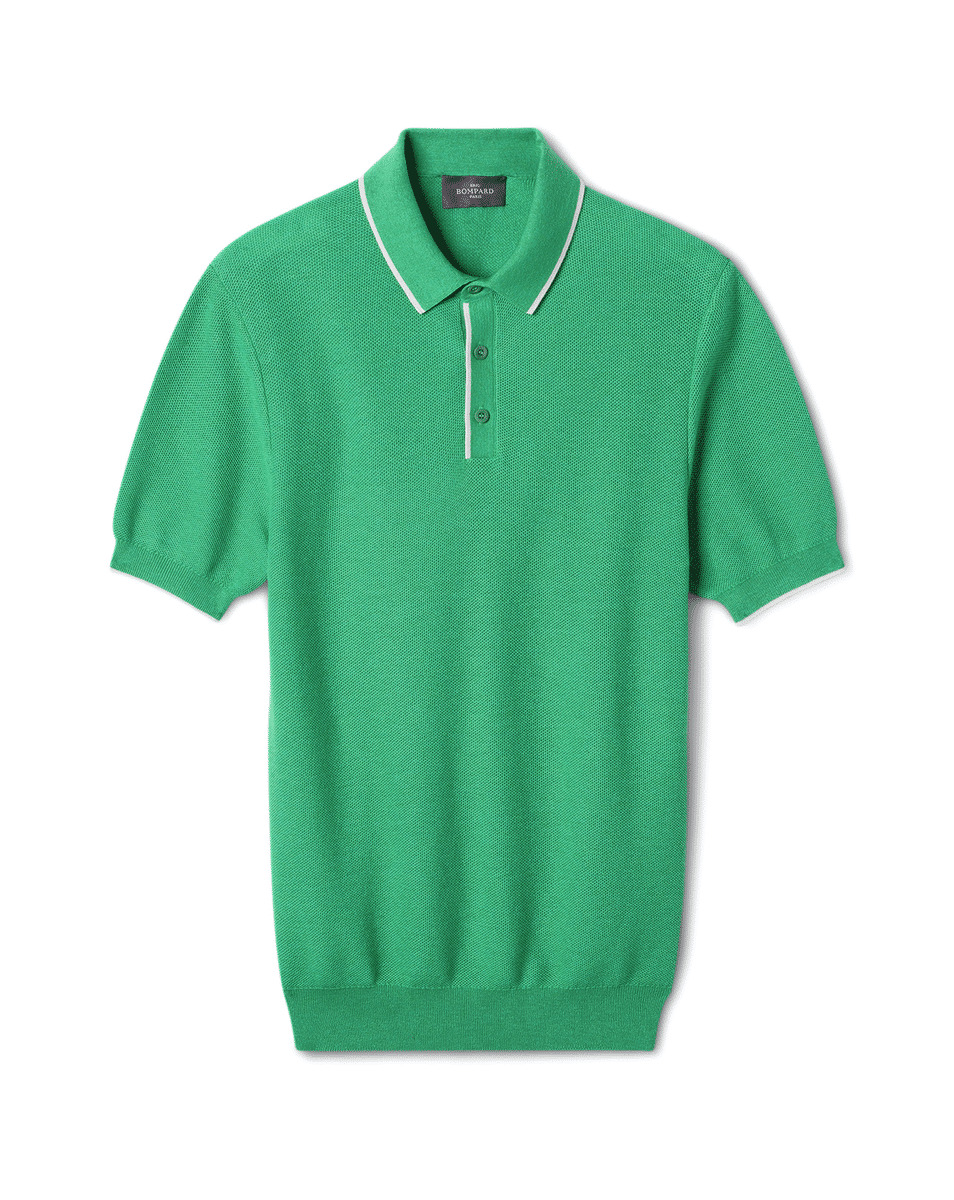 Polo piqué finitions contrastées - Homme - VERT TUPPER/NATUREL