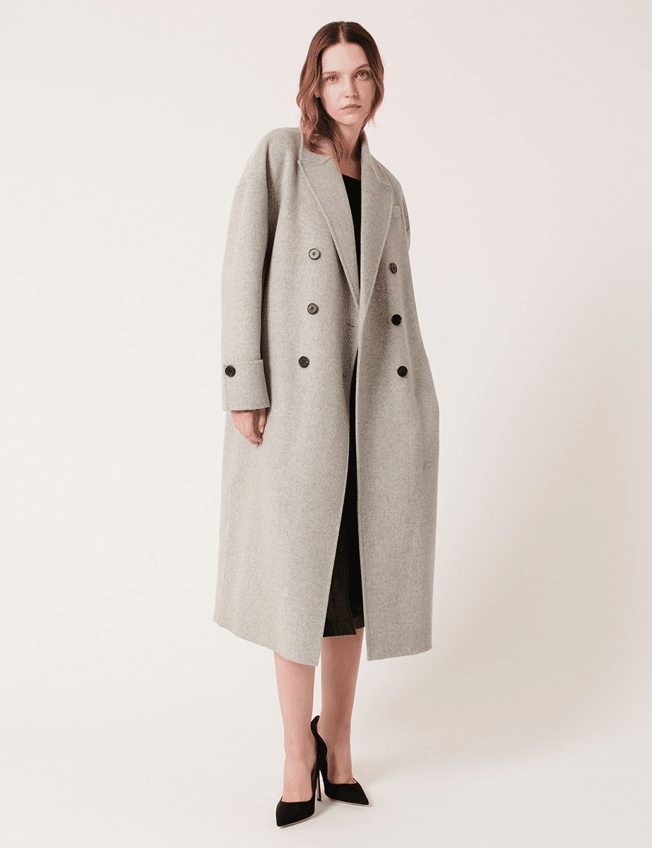 Manteau Memphis Gris Clair Chiné en Laine