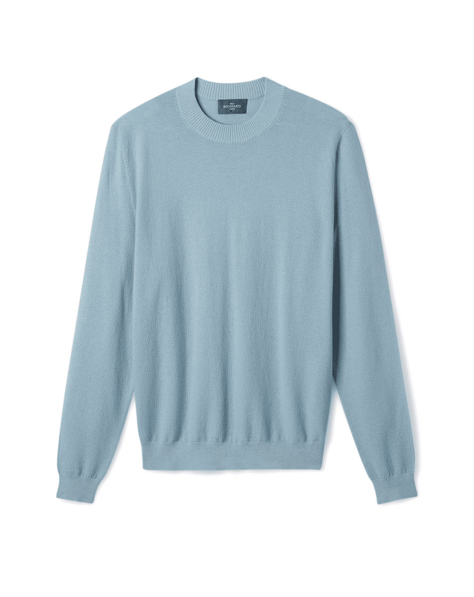 Pull col rond ultrafin guernesey - Homme - BLEU GLAZ