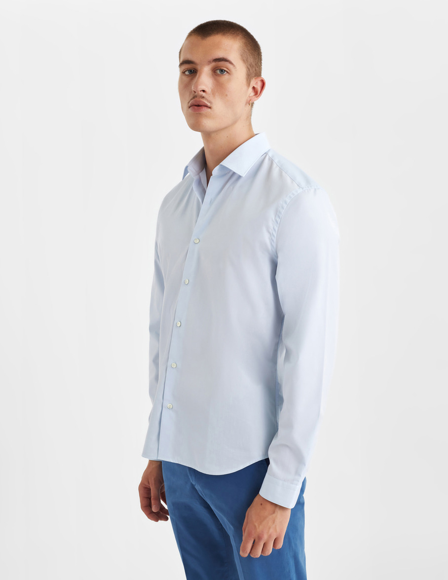 Chemise mixte "Je t'aime" bleue brodée rouge