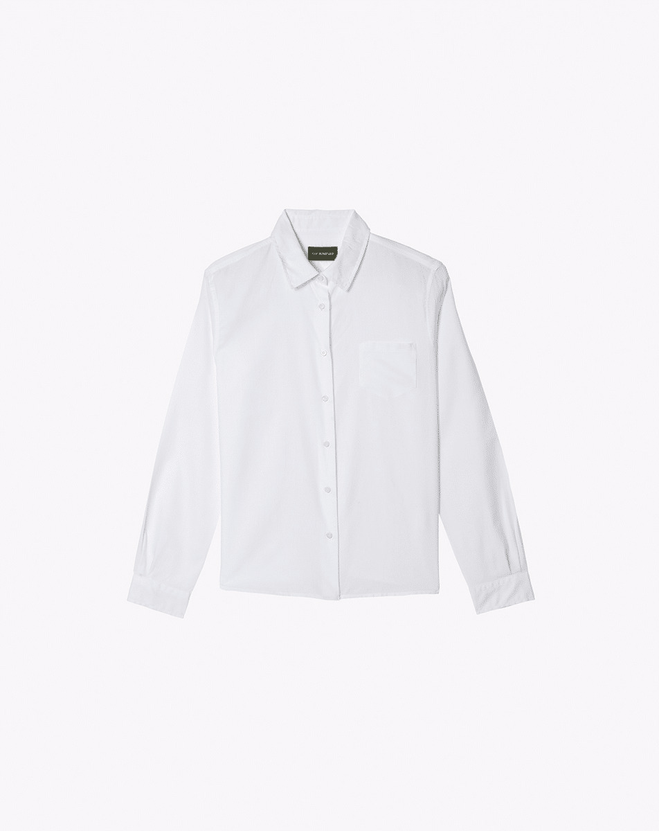 Chemise coton bio à poche - Femme - BLANC