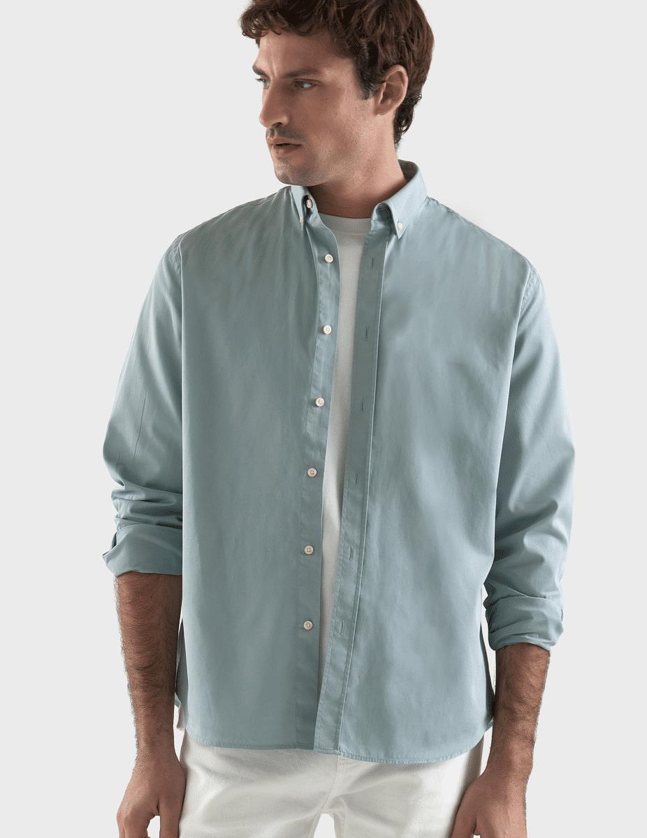 Chemise Gaspard en twill léger bleu