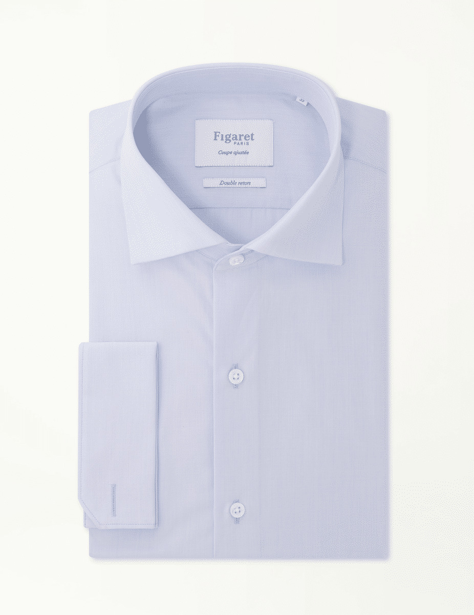 Chemise Ajustée en fil-à-fil bleu