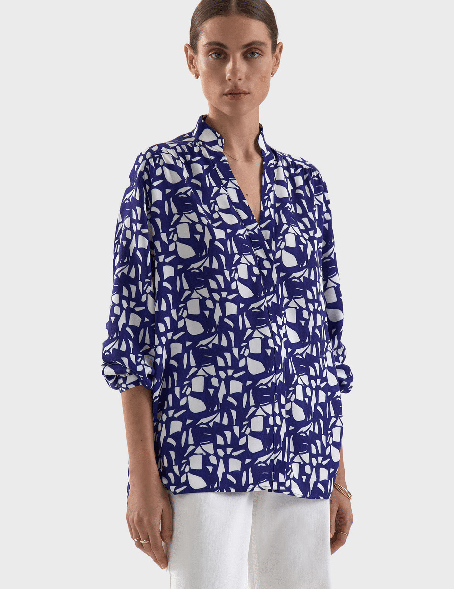 Blouse Lena imprimé bleu