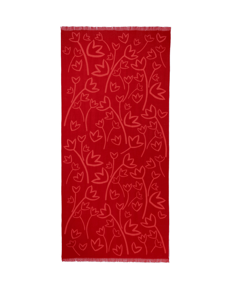 Étole imprimé tulipes 180 x 85 cm - Accessoire - ROUGE GORGE