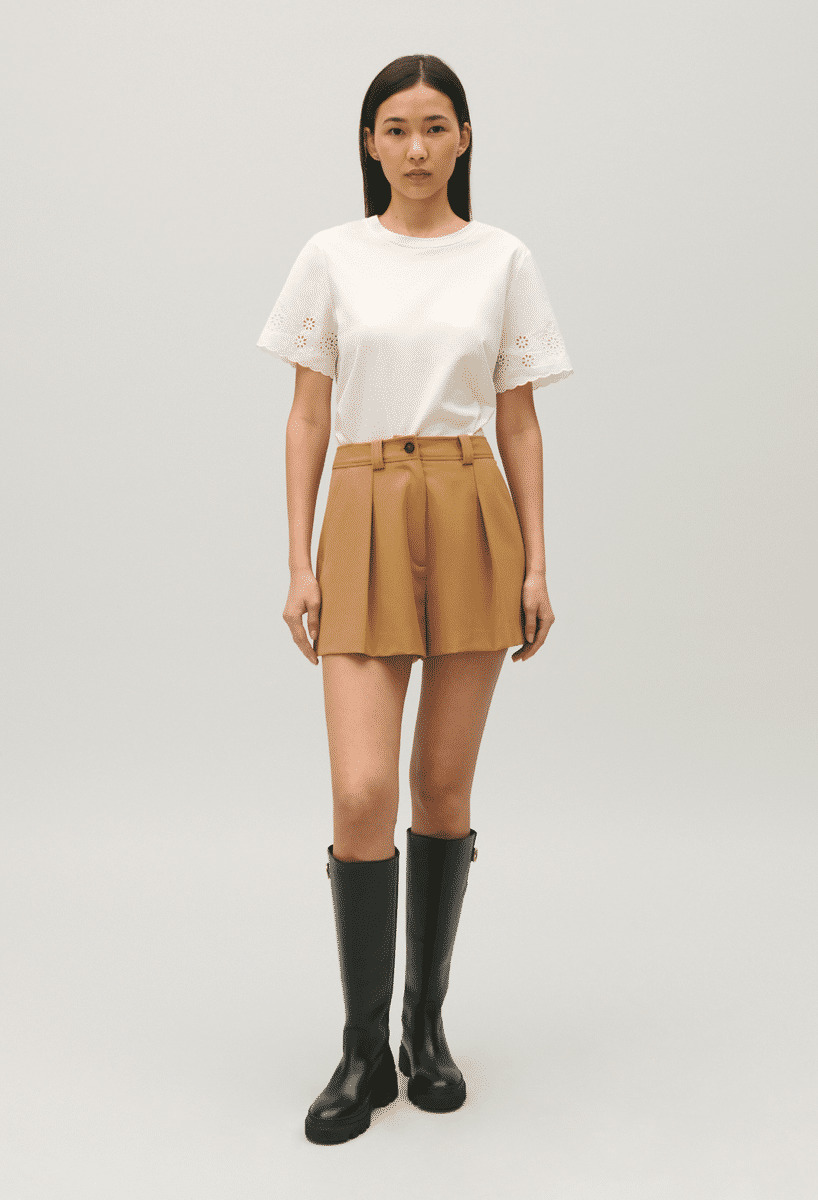 Short taille haute camel