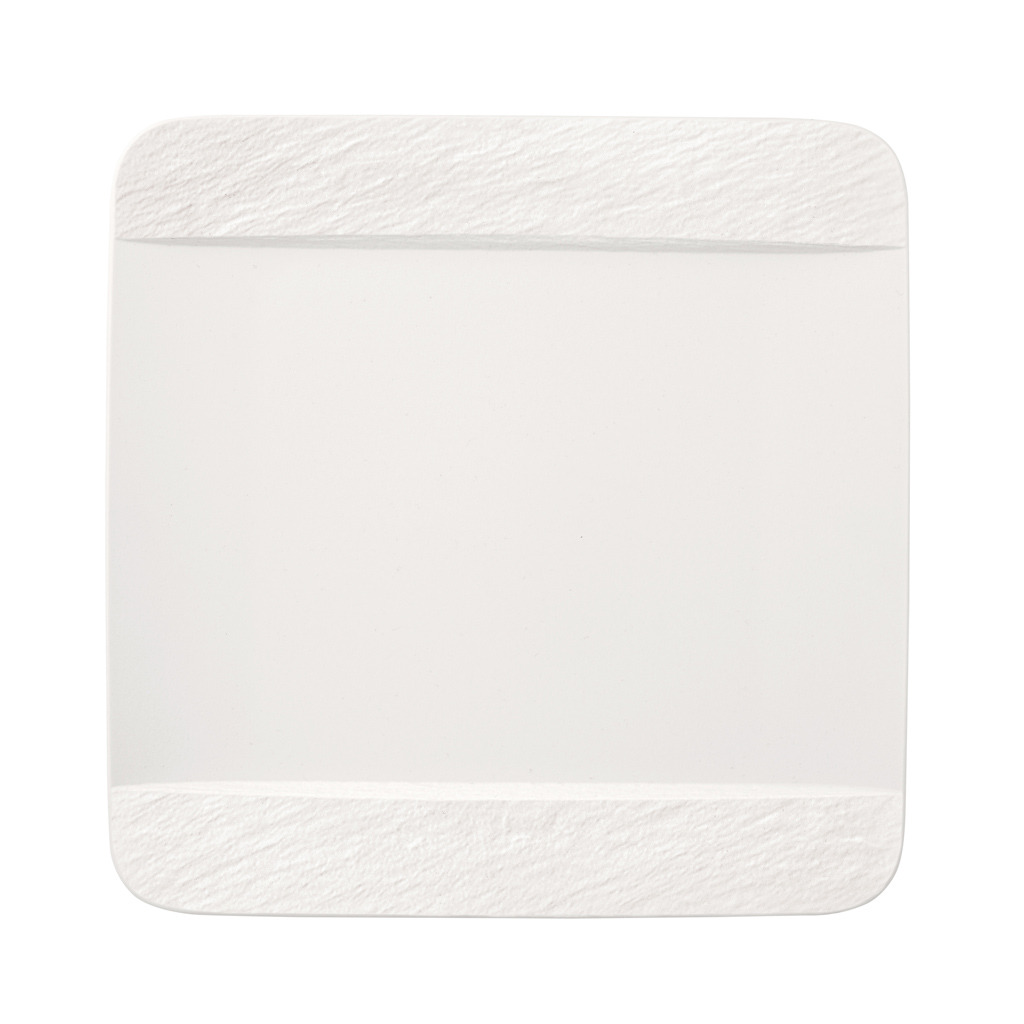 Manufacture - Assiette plate, carrée, blanche, en porcelaine haut de gamme, 28 x 28 x 2 cm