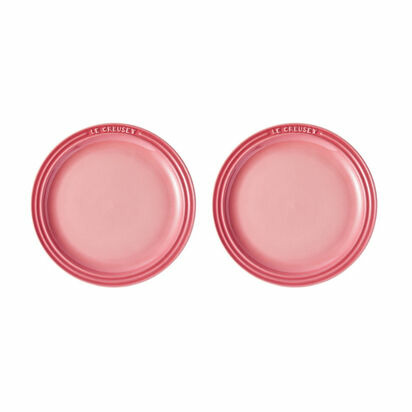 Set de 2 assiettes plates rondes 19cm en céramique rose quartz