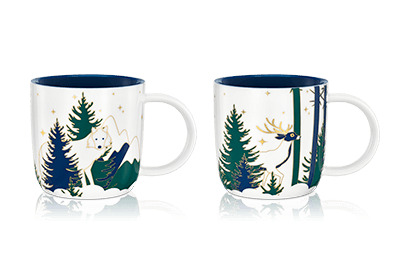 Coffret 2 mugs de Noël 2024 - Motifs loup et renne