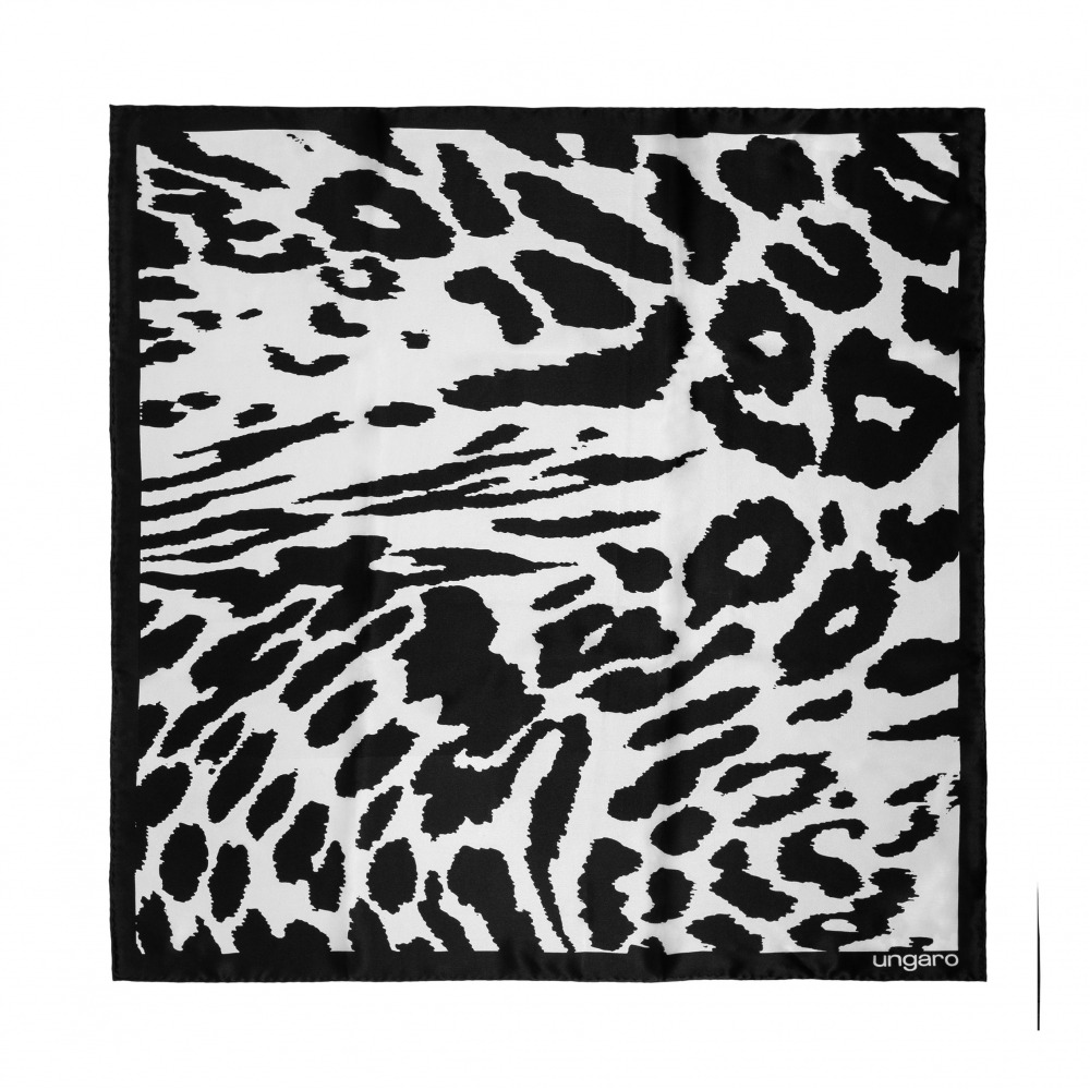 Foulard soie Lina White & Black - - 65 cm x 65 cm