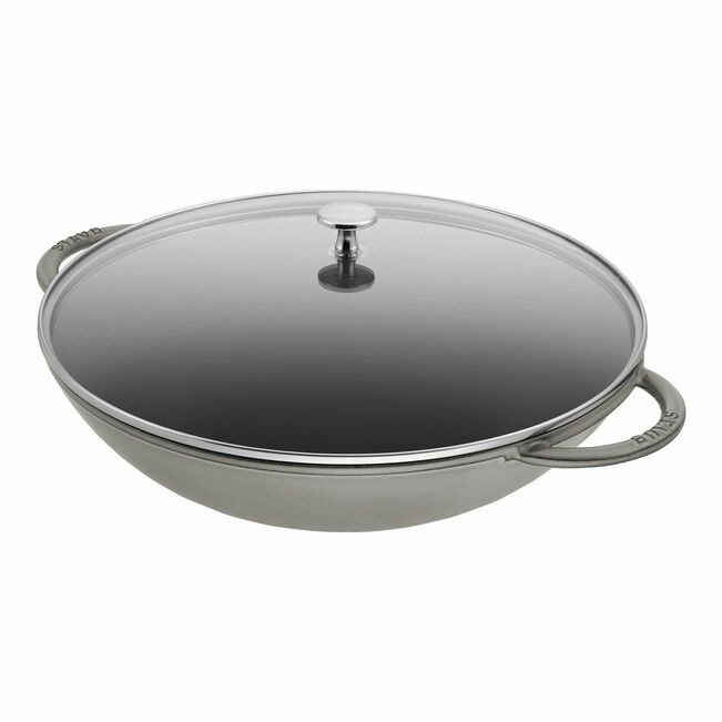 37 cm, Wok avec couvercle en verre, Gris graphite, second choix